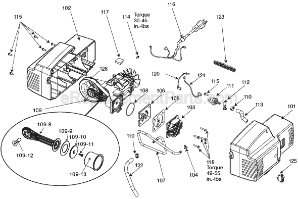 Page B Diagram and Parts List for CFBN200A Type 3 Porter Cable Compressor